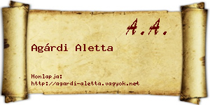 Agárdi Aletta névjegykártya